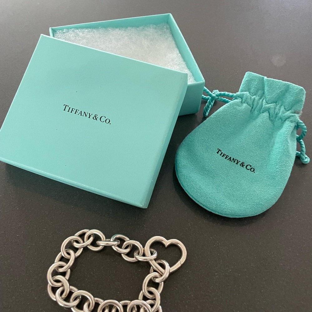 Tiffany & Co. Silver Chain Bracelet with Heart Charm